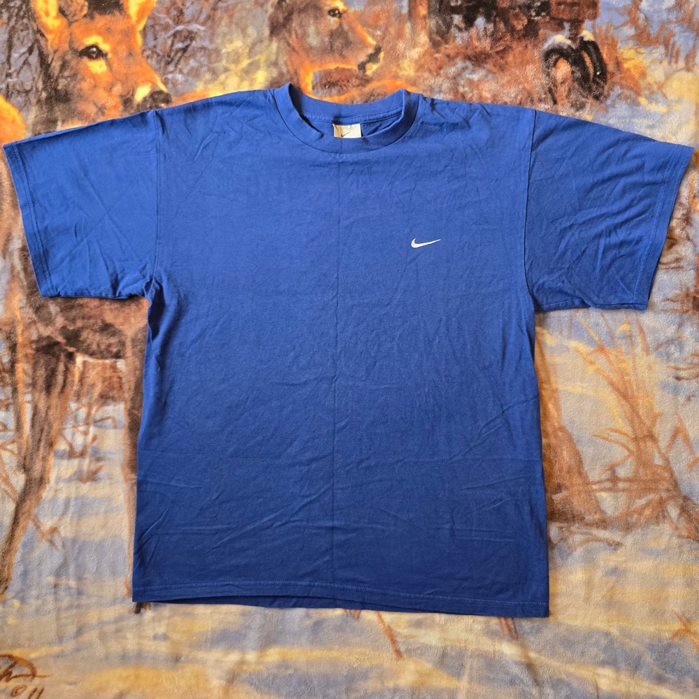 Vintage Nike Y2K Boxy Oversized Essential Swoosh Royal Blue Faded Tee sz M/L